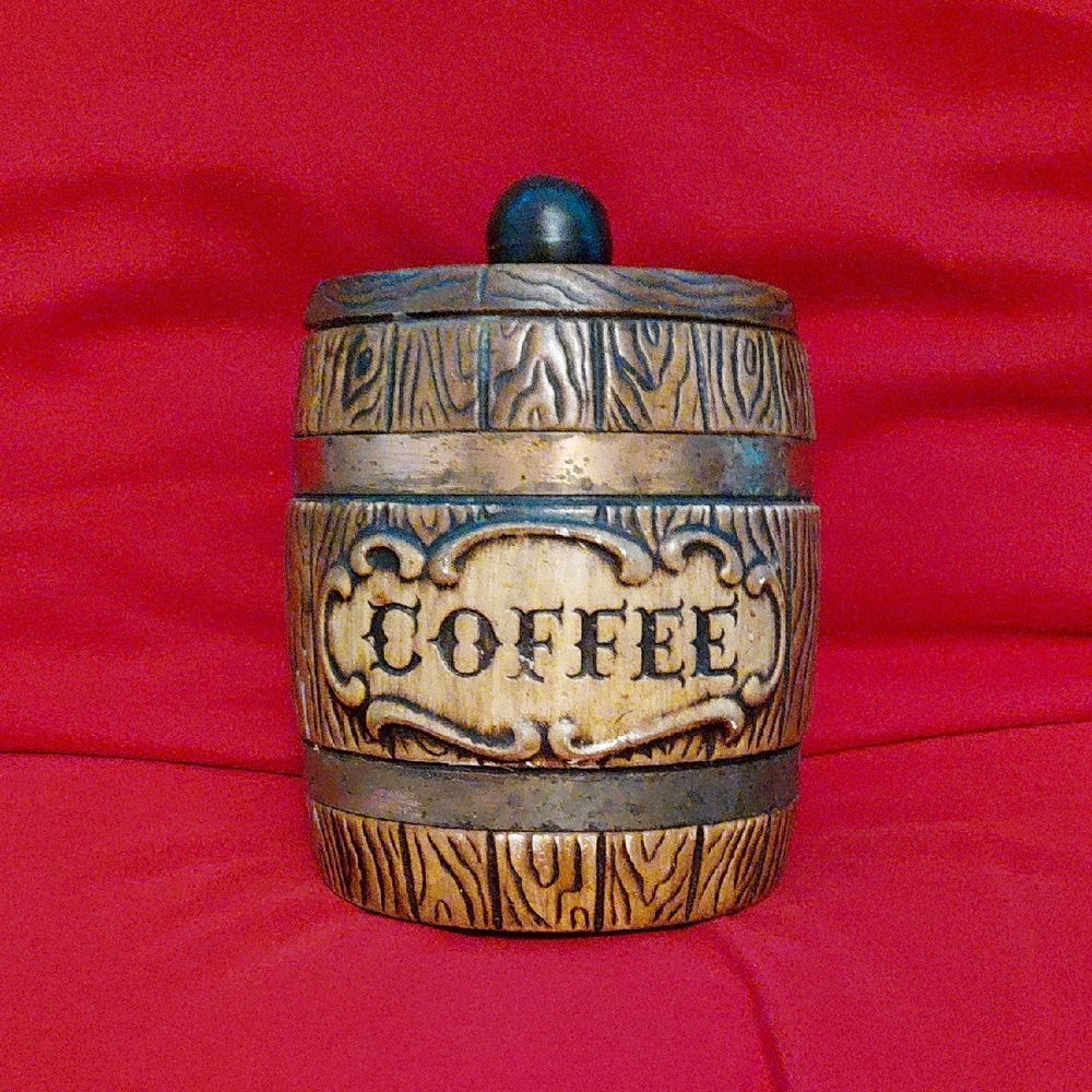 Rustic Ceramic Wooden Barrel Coffee Jar